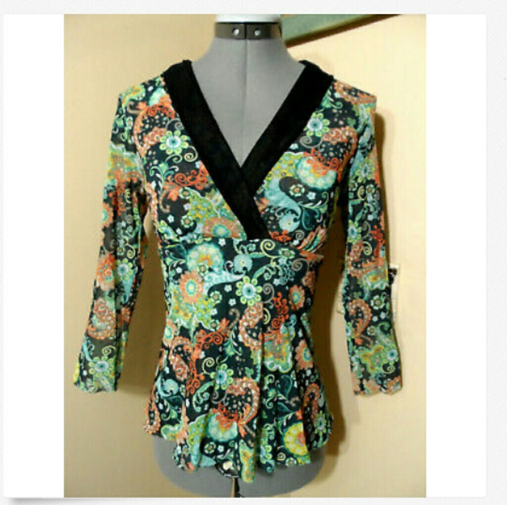 DAISY & CLOVER Netting Babydoll Top PM Black Green